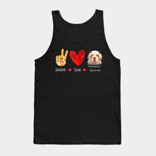 Peace Love Clumber Spaniel Dog - Clumber Spaniel Dog lover Tank Top